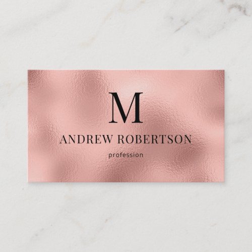 QR Code Professional Monogram Rose Gold Faux Foil Business Card