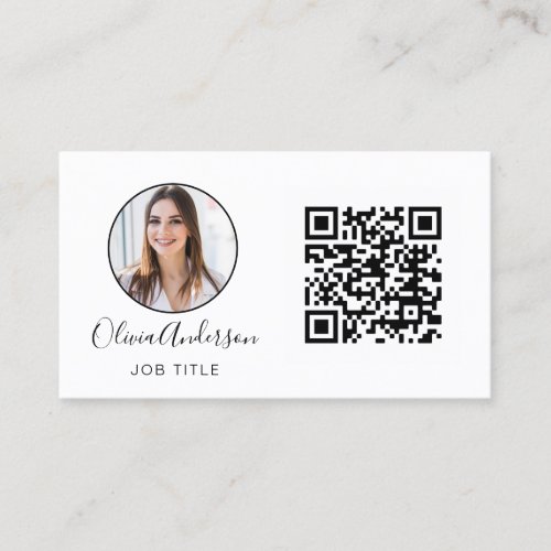 QR Code Professional Photo Black White Business Bu Business Card