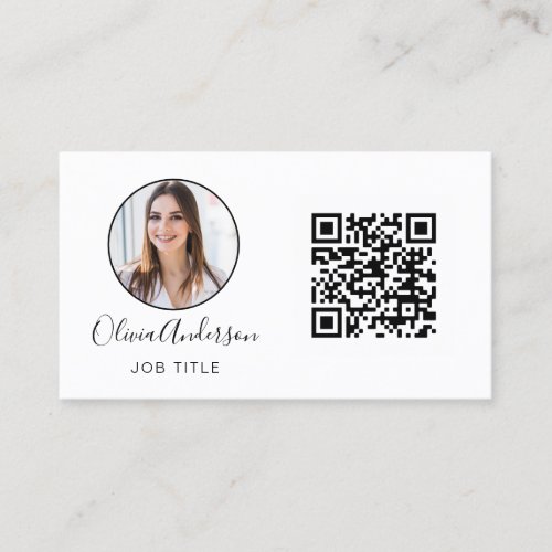 QR Code Professional Photo Black White Business Card