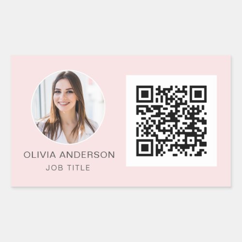 QR Code Professional Photo Blush Pink Rectangular  Rectangular Sticker