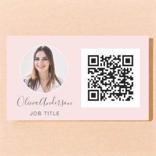 QR Code Professional Photo Blush Pink Rose Gold Re Rectangular Sticker