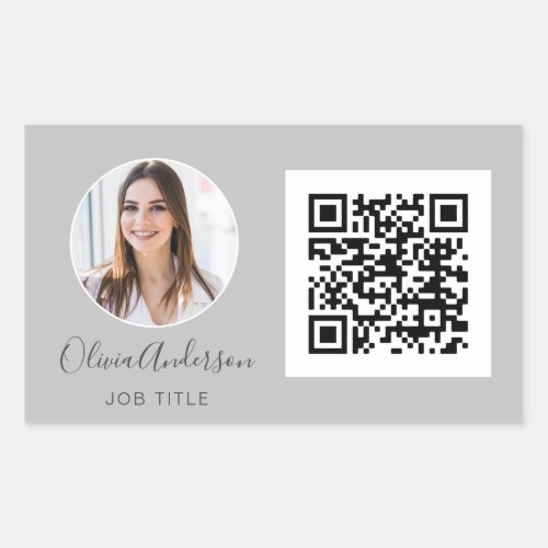 QR Code Professional Photo Grey Business Card Rectangular Sticker