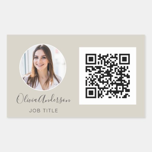QR Code Professional Photo Modern Business Card Rectangular Sticker