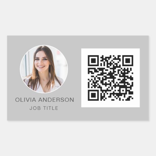 QR Code Professional Photo Silver Business Card Rectangular Sticker