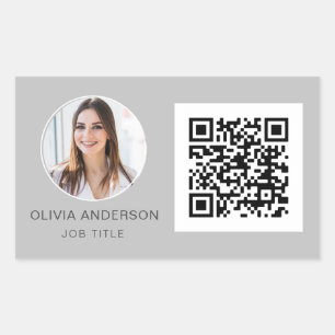 QR Code Professional Photo Silver Business Card Rectangular Sticker