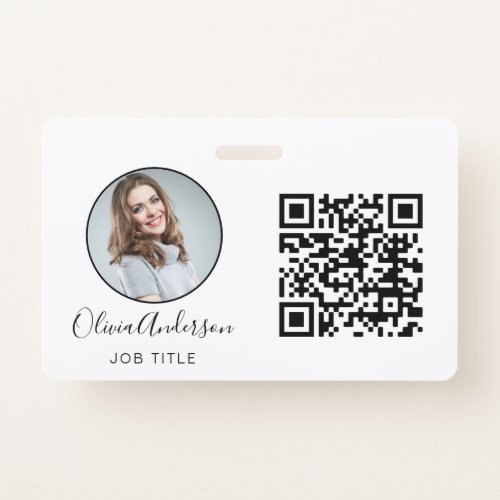 QR Code Professional Photo White Business Card Bad Badge