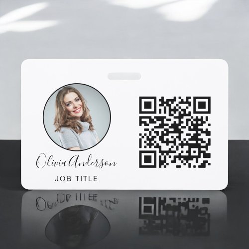 QR Code Professional Photo White Business Card Bad Badge