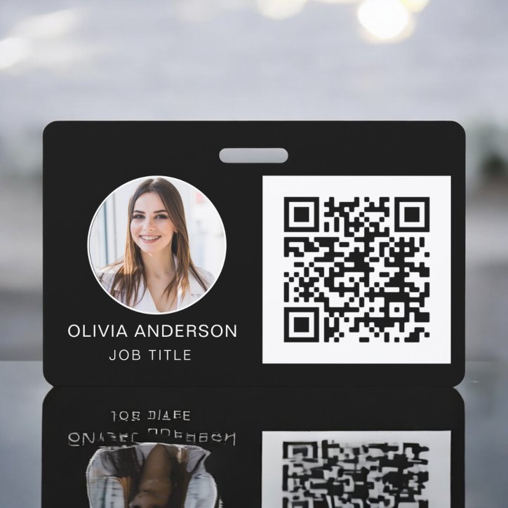 QR Code Professional Photo White Business Card Bad Badge