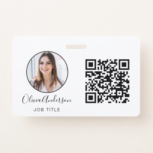 QR Code Professional Photo White Business Card Bad Badge