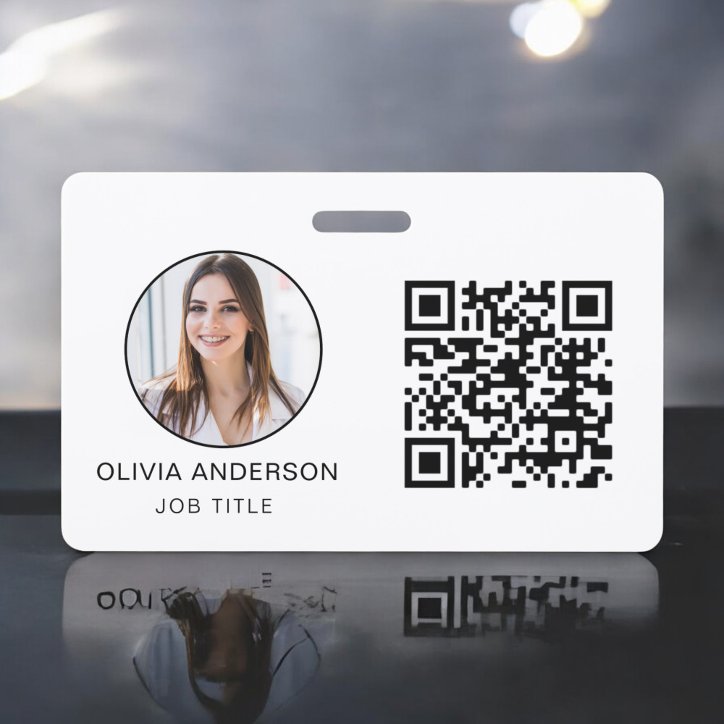 QR Code Professional Photo White Business Card Badge