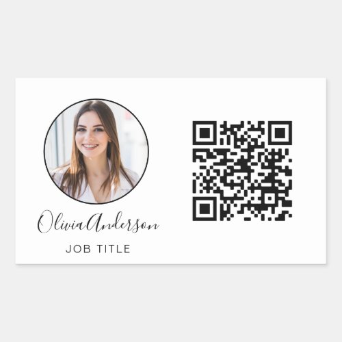 QR Code Professional Photo White Business Card Rec Rectangular Sticker