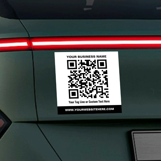QR Code Professional Promo Black & White Company Car Magnet (Minimalist business QR code car bumper magnet)