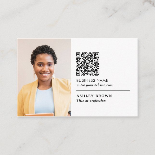 QR code professional simple logo realtor photo Bus Business Card (Front)