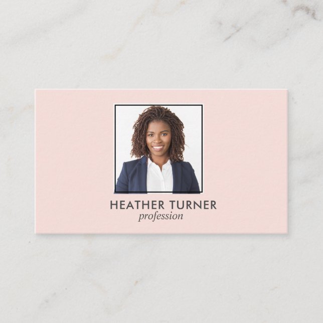 QR CODE  Professional SQUARE Headshot Photo Pink  Business Card (Front)