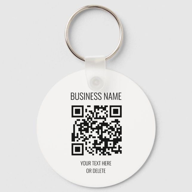 QR Code Professional White Business Name Circle Keychain (Front)