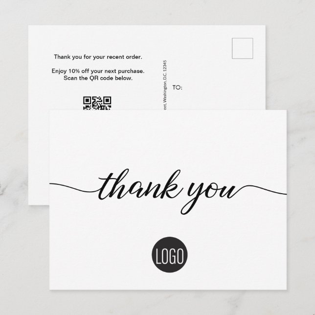 QR code promo thank you for your order business Postcard (Front/Back)
