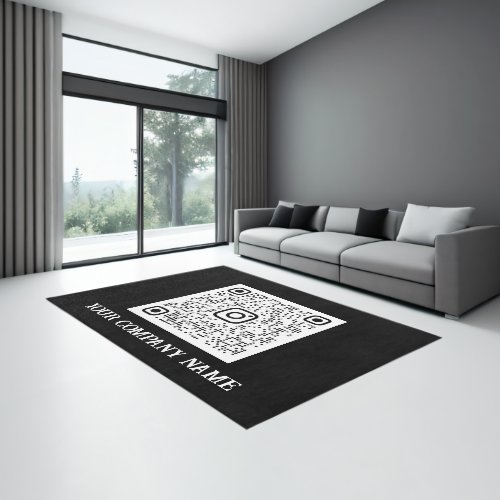 QR CODE Promotional Black White Company Name VIP Rug