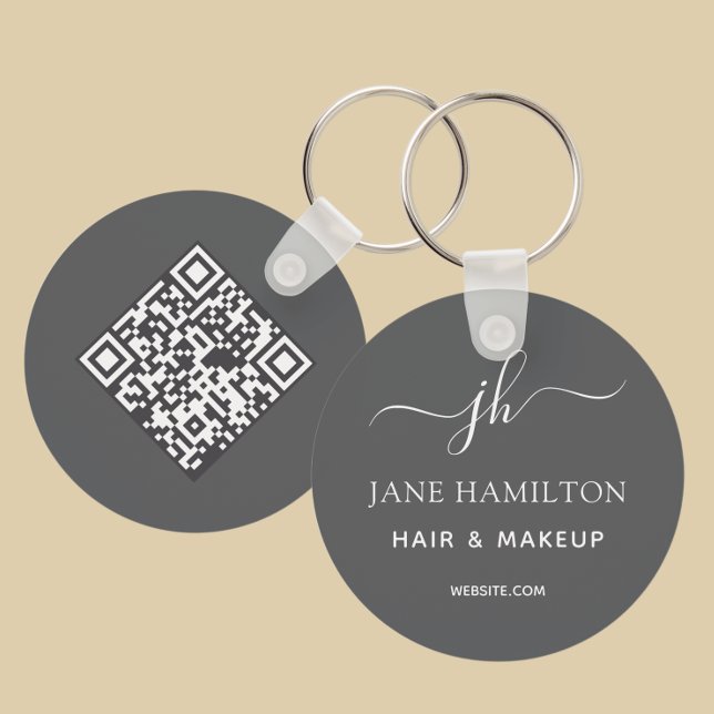 QR Code Promotional Business Gray Keychain (Creator Uploaded)