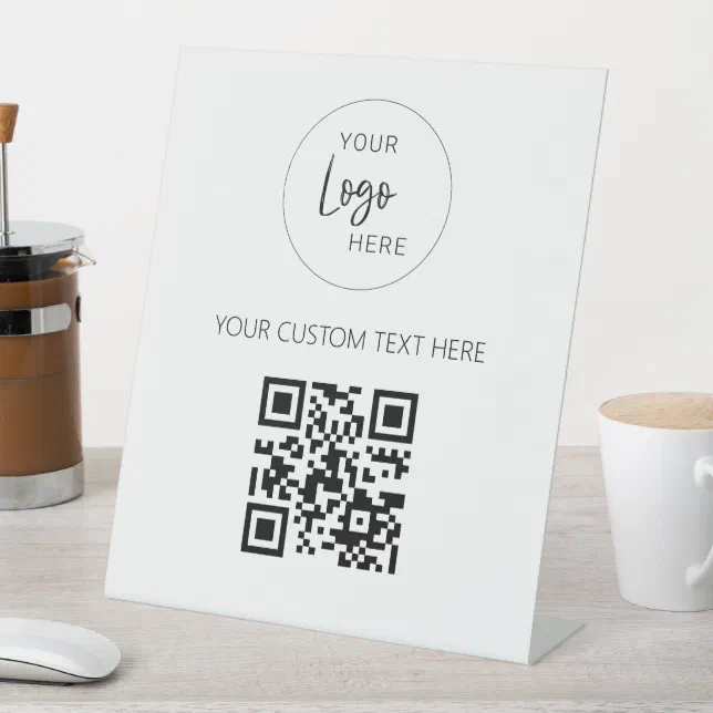 QR Code Promotional Custom Business Logo Pedestal Sign | Zazzle