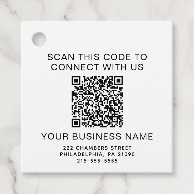 QR Code Promotional Favor Tags (Front)
