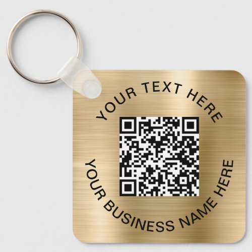 QR Code Promotional Gold Keychain
