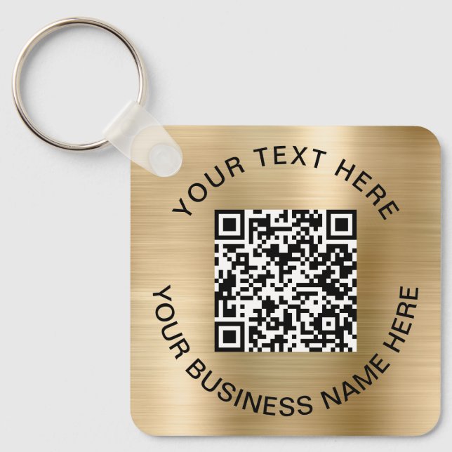 QR Code Promotional Gold Keychain (Front)