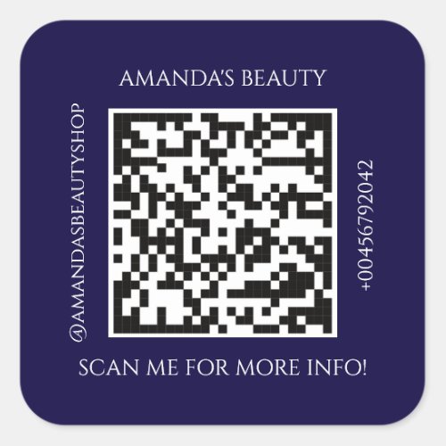 QR Code Promotional Name Contact Purple Square Sticker
