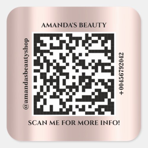 QR Code Promotional Name Contact Web Adress Phone Square Sticker