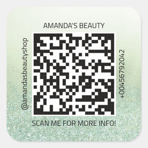 QR Code Promotional Name Contact Web Green Ombre Square Sticker