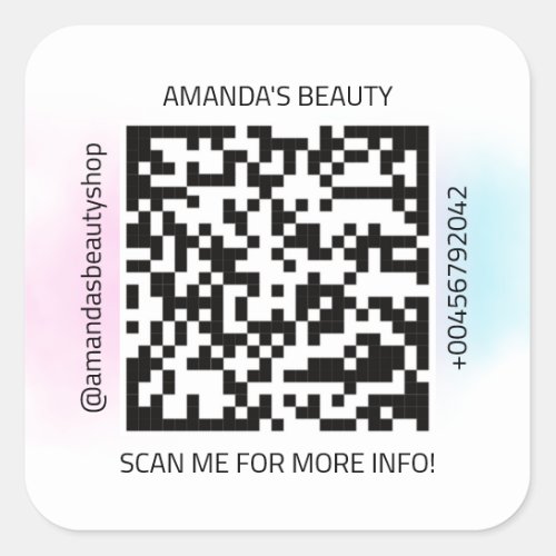 QR Code Promotional Name Contact Web ombre Square Sticker