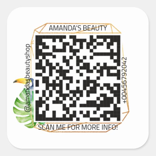 QR Code Promotional Name Contact Web Tropical Square Sticker