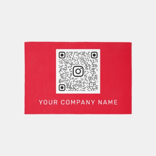 QR CODE Promotional Red Company Custom Name Rug