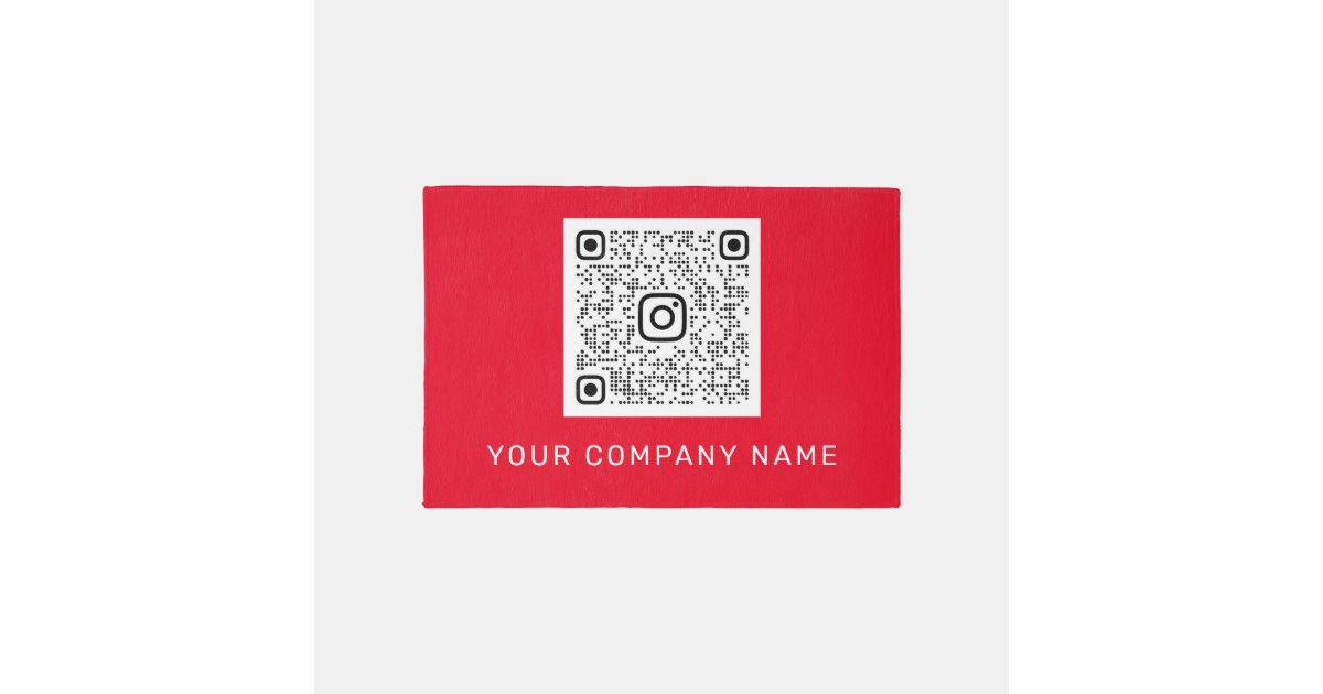 Qr Code Rug QR CODE Promotional Red Company Custom Name Rug | Zazzle