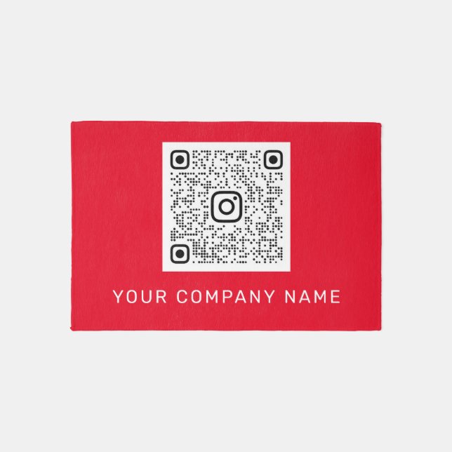 QR CODE Promotional Red Company Custom Name Rug (Front)