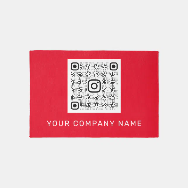 Qr Code Rug QR CODE Promotional Red Company Custom Name Rug | Zazzle
