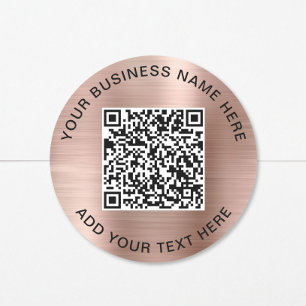 QR Code Promotional Rose Gold Classic Round Sticker