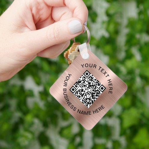 QR Code Promotional Rose Gold Keychain