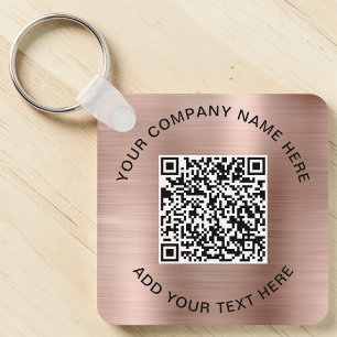 QR Code Promotional Rose Gold Keychain