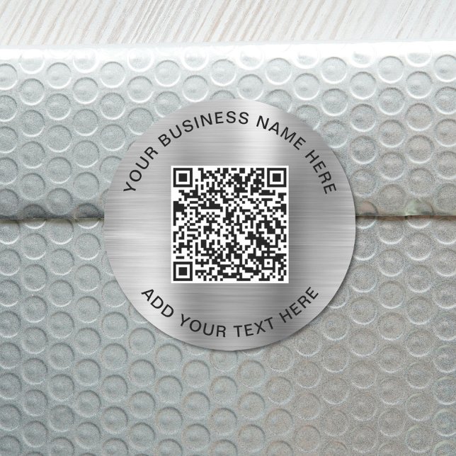 QR Code Promotional Silver Classic Round Sticker (QR Code or Logo Promotional Silver Classic Round Sticker)