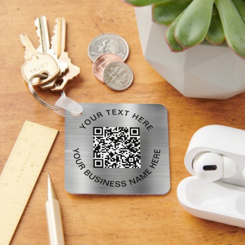 QR Code Promotional Silver Keychain