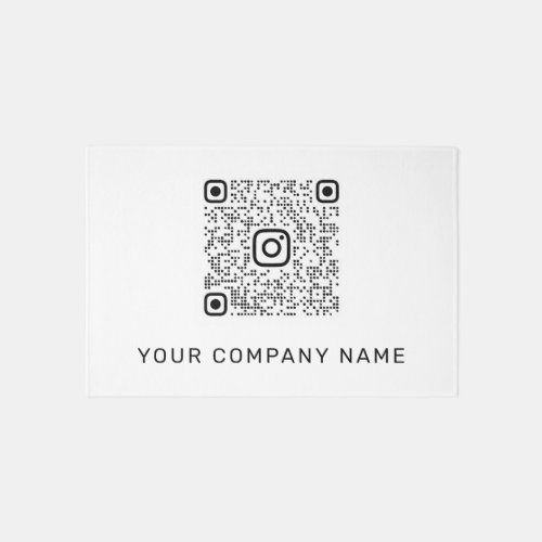 QR CODE Promotional White Company Custom Name Rug