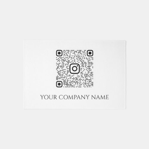 QR CODE Promotional White Company Name Minimalism  Rug