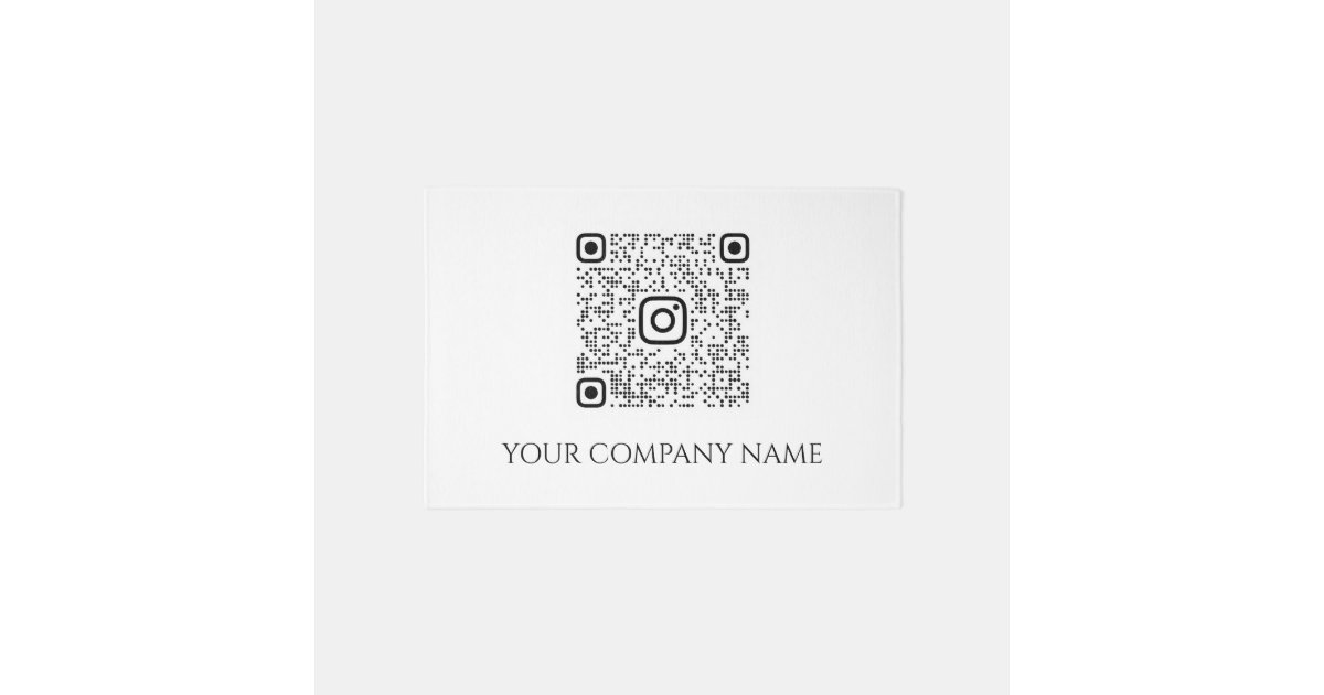 Qr Code Rug QR CODE Promotional White Company Name Minimalism Rug | Zazzle