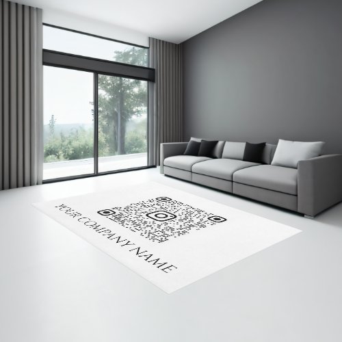 QR CODE Promotional White Company Name VIP Elegant Rug