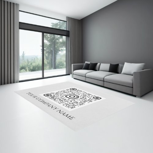 QR CODE Promotional White Company Name VIP Gray Rug