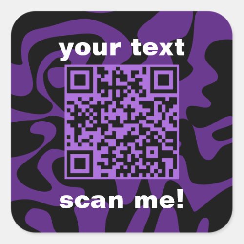 QR Code Purple And Black Modern Square Square Sticker