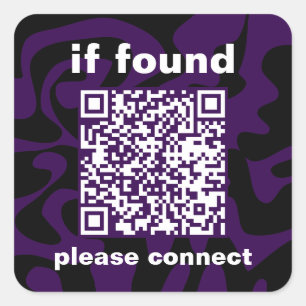 QR Code purple cute lost found Square Sticker