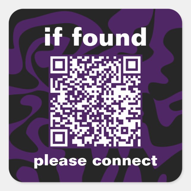 QR Code purple cute lost found Square Sticker (Front)
