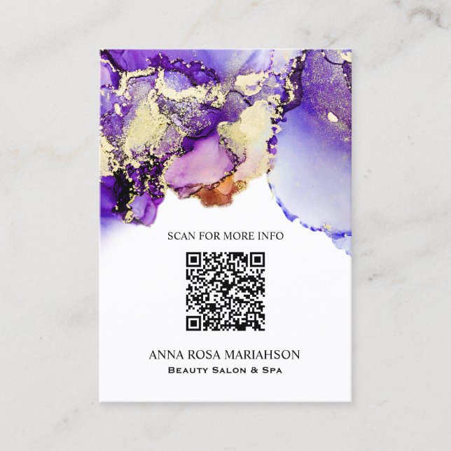 *~* QR CODE Purple Lavender Glam AP29 Gold Gilded  Business Card (Front)