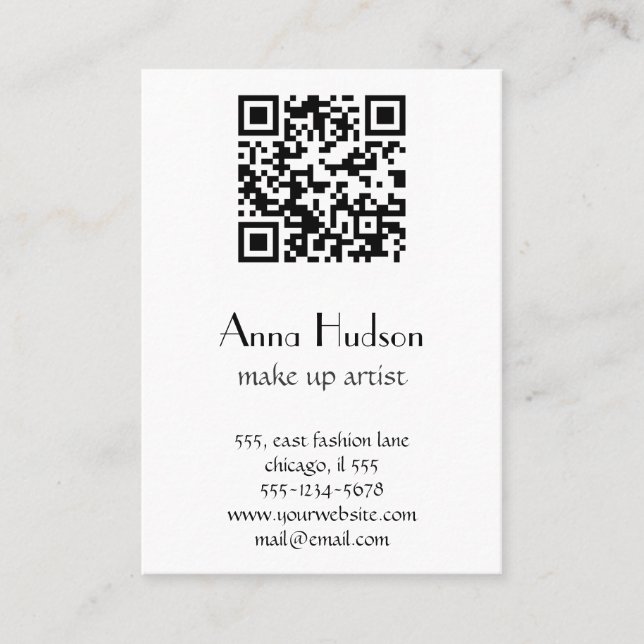 QR Code, Quick Response Code, Black and White Business Card (Front)